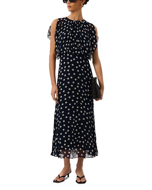 Polka Dot Print Midi Dress