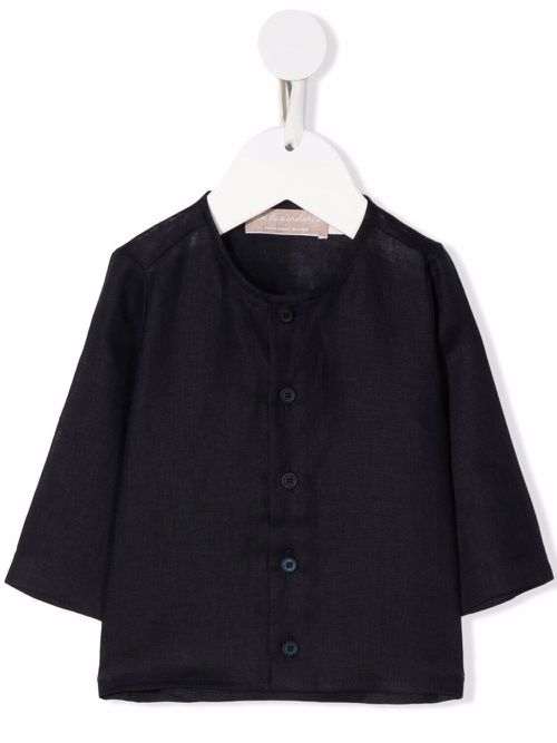 Round-neck linen jacket - Blue