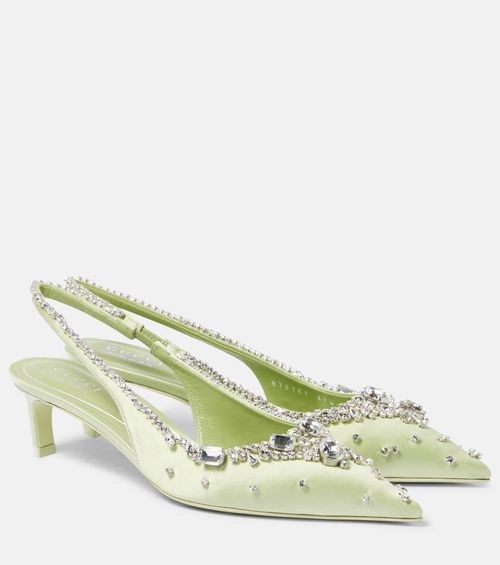 Gucci Crystal-embellished satin slingback pumps