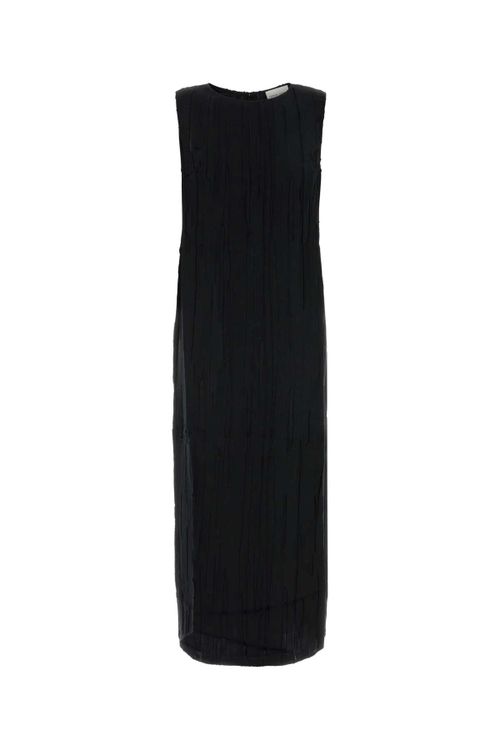 Silk-Cotton Blend Dress — Black