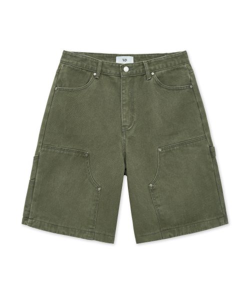 Cachion Washed Double Knee Carpenter Shorts KHAKI