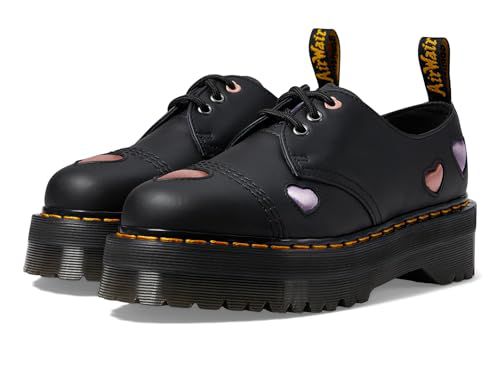 Dr. Martens Womens 1461 Quad Heart Leather Platform Shoe