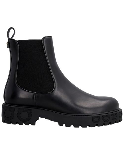 Gancini Logo Leather Chelsea Boot