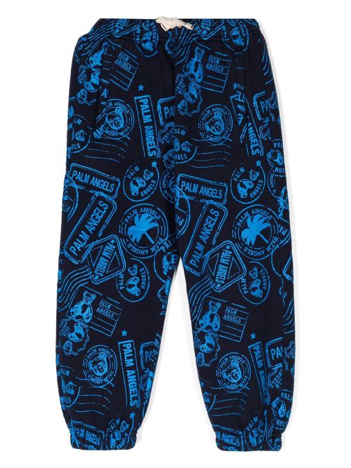 Graphic-print track pants - Blue