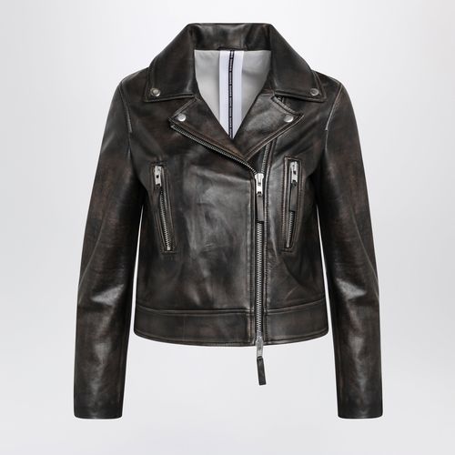 Swd By S.w.o.r.d. Black Vintageeffect Leather Biker Jacket