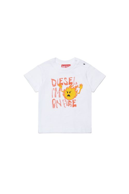 T-shirt with fire print - T-shirts and Tops - Man - White