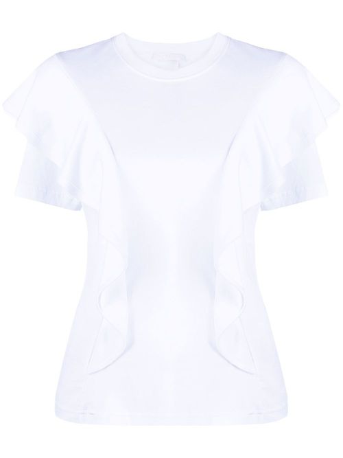 Ruffled cotton T-shirt - White