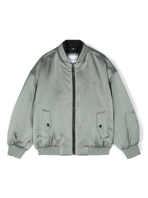 Embroidered-logo bomber jacket - Green