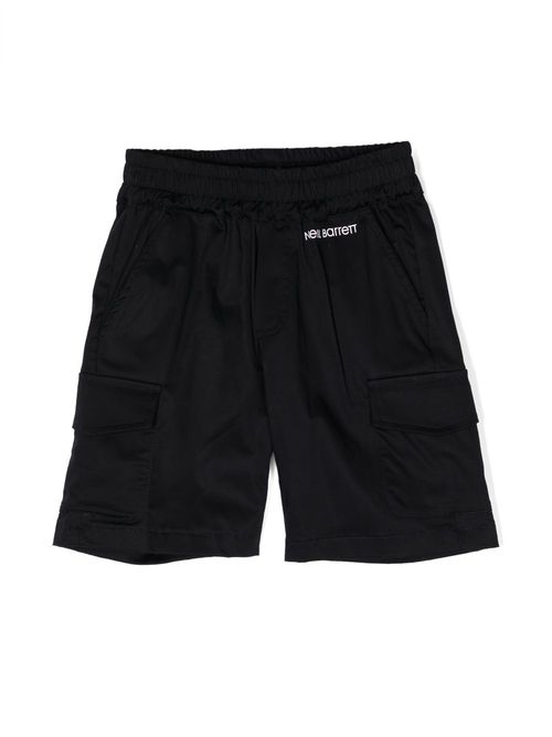 Logo-print stretch-cotton track shorts - Blue