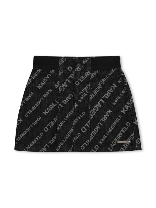 Logo-jacquard denim skirt - Grey
