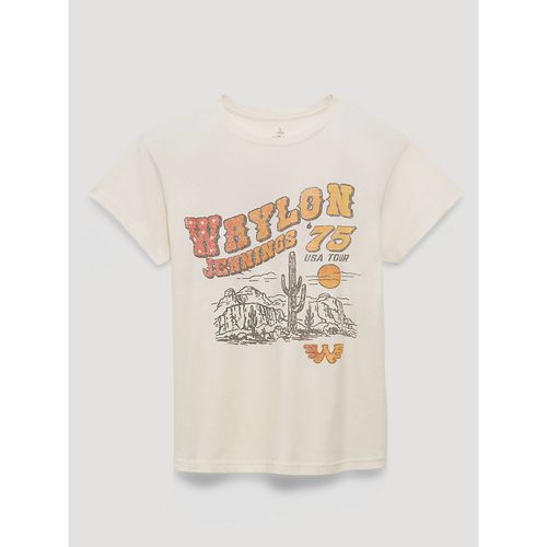 Waylon Jennings 75 Tour Retro Reg Dual Graphic Tee in Marshmallow