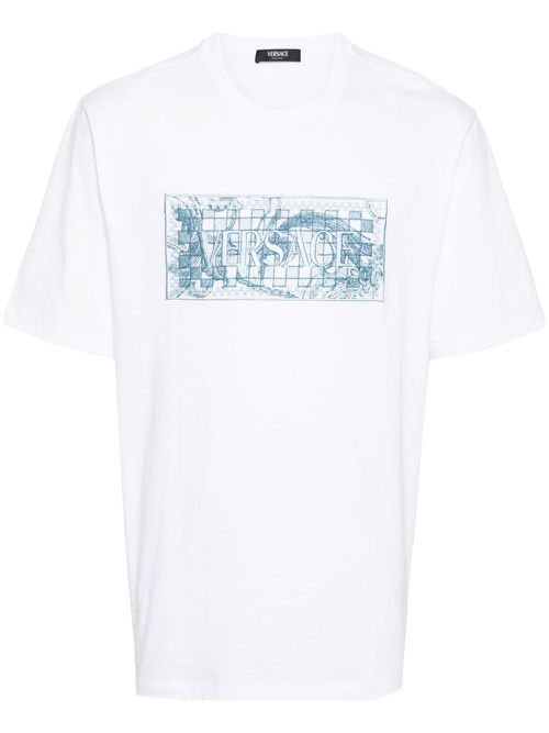 Logo-embroidered cotton T-shirt - White