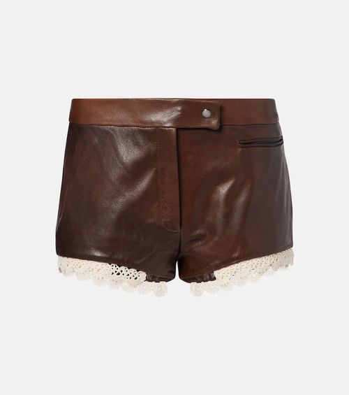 Crochet leather shorts