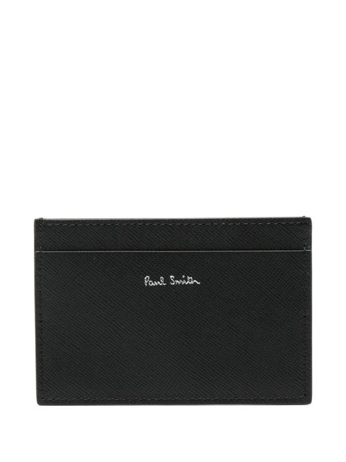 Mini-print leather cardholder - Black