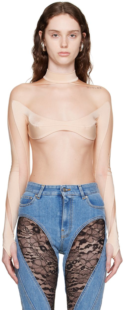 Beige panel bodysuit