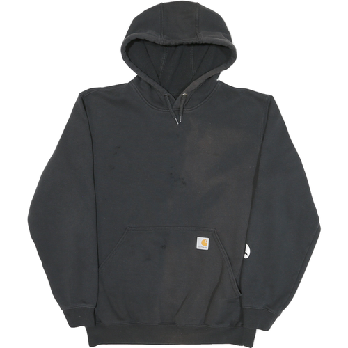 CARHARTT Mens Black Hoodie M Cotton Blend Workwear Logo Print