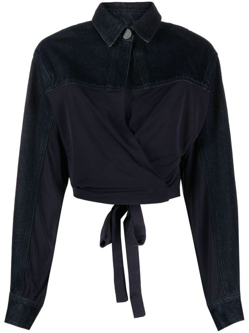 Sevilla denim wrap cropped top - Blue