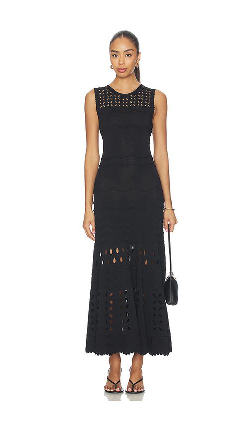 Ulla Johnson Lakshmi Eyelet Knit Dress in Black. - S also in XS, M