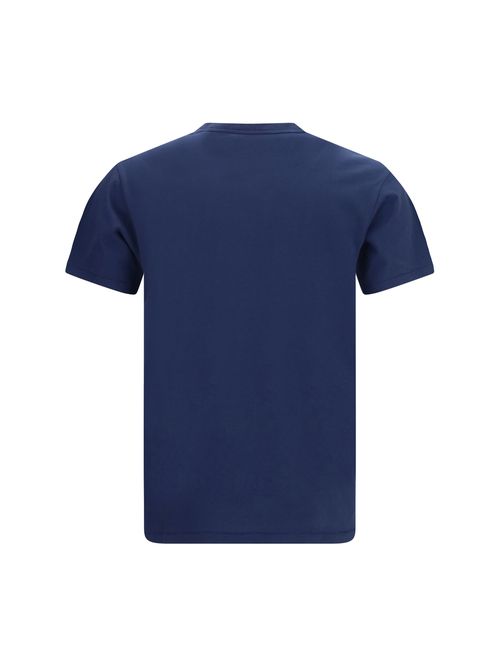 Tulip-Embroidered Cotton T-Shirt — Navy
