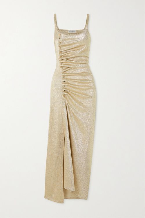 Embellished Glittered Stretch-crepe Maxi Dress