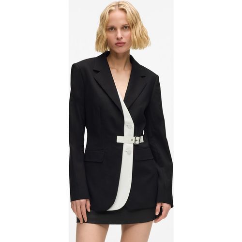 Karl Lagerfeld - Blazer Mit Kontrastierendem Revers Und Gürtel, Damen, Schwarz/weiss, Größe