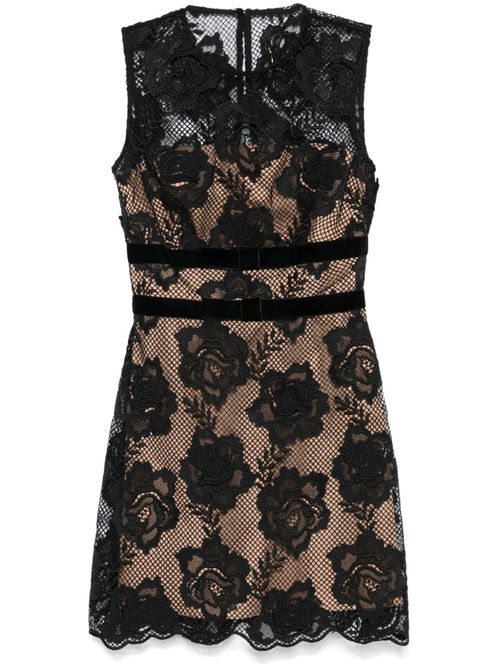 Bow-detail lace mini dress - Black