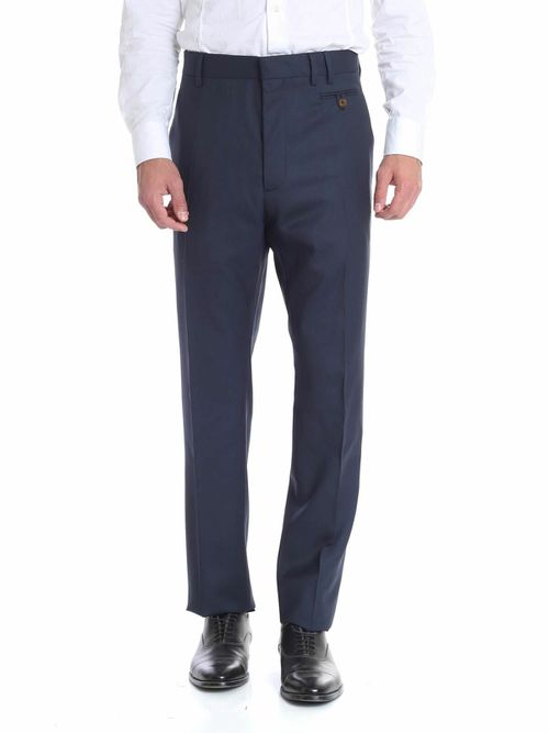 Blue trousers with tailored pleat