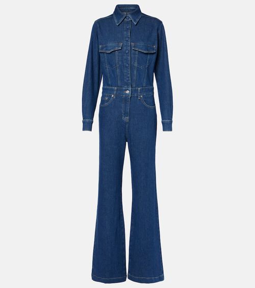 Flared denim jumpsuit