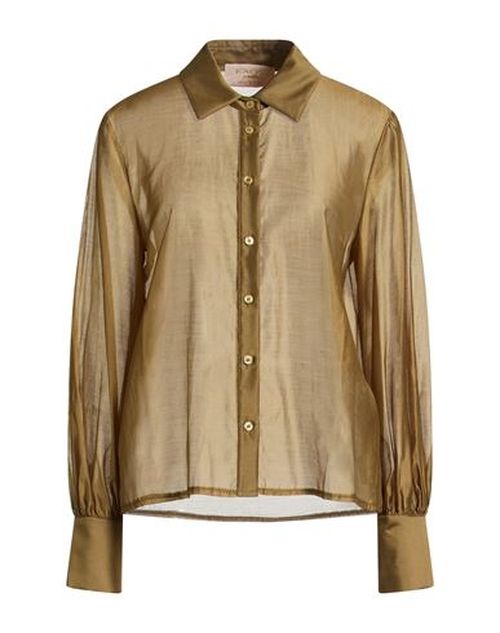 Woman Shirt Khaki Size 10 Lyocell, Polyester