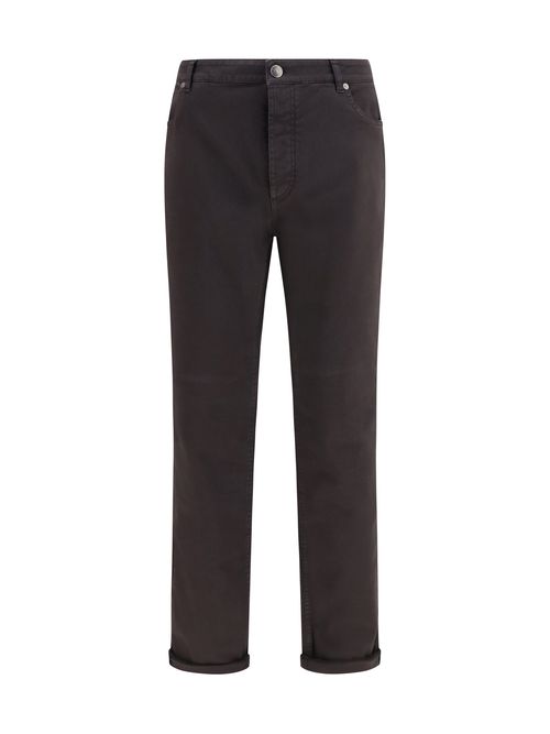 Turn-Up Hem Cotton Jeans — Brown