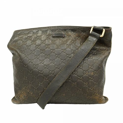 Gucci Dark Brown Leather Shoulder Bag Pre-Owned