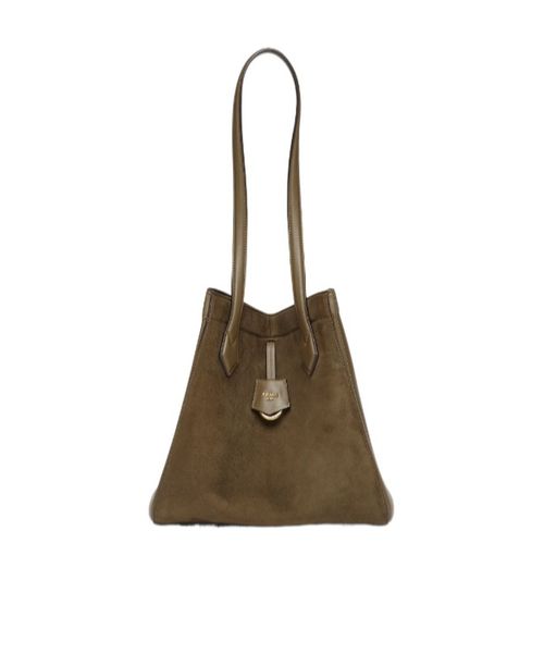 Transformable dark green and leather bag