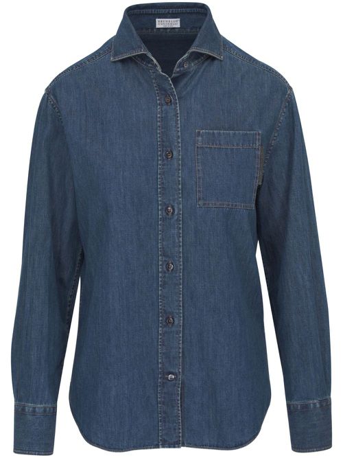Monili bead-embellished denim shirt - Blue