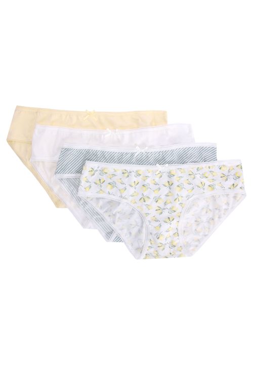 Womens 4pk Yellow Lemon Print Mini Briefs