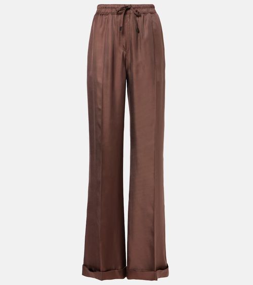 Silk twill wide-leg pants