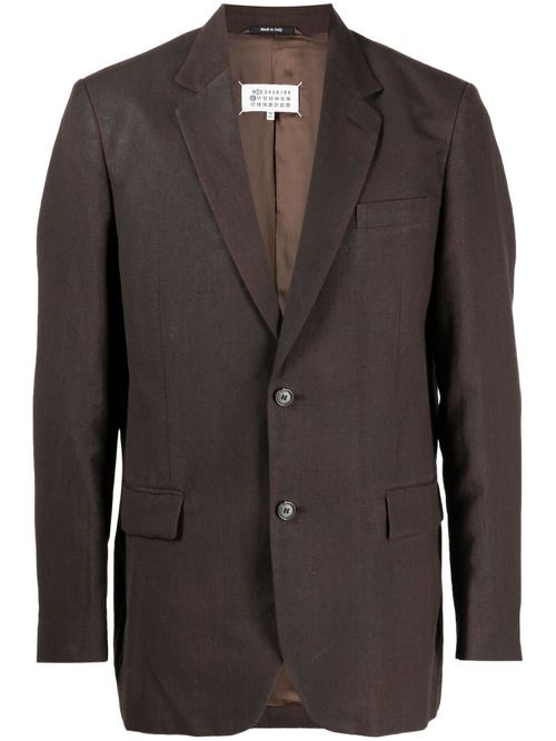 Notched-lapels single-breasted blazer - Brown