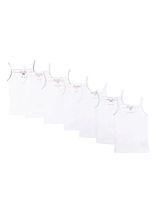 Set Of 7 Cotton Tank Top With Day Embroidery