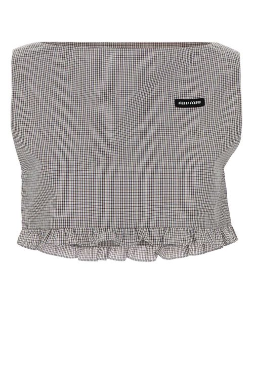 Ruffled-Hem Cotton Sweater — Gray