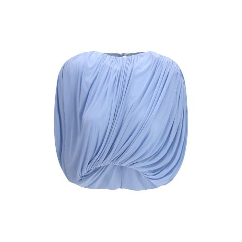 Pleated Cupro Blouse — Blue
