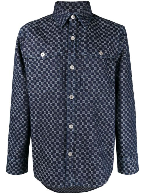 Monogram-jacquard denim shirt - Blue