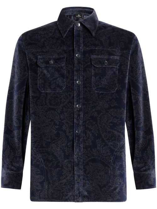 Jacquard chenille overshirt - Blue