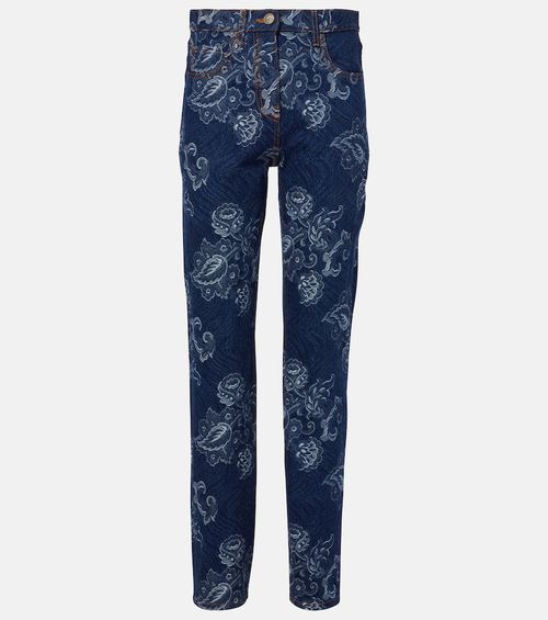 Floral jacquard slim jeans