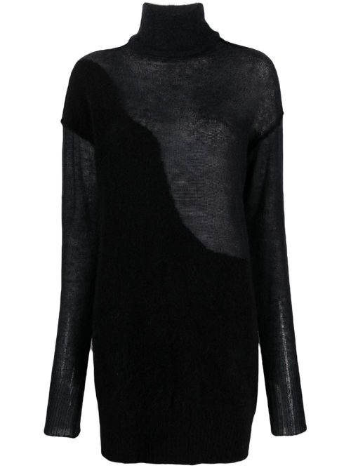 Roll-neck knit top - Black