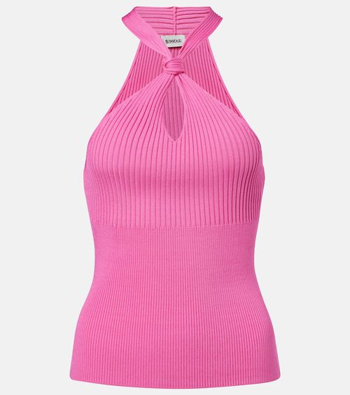 Andrea ribbed-knit halterneck top