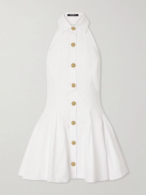 Halterneck Cotton-poplin Mini Dress