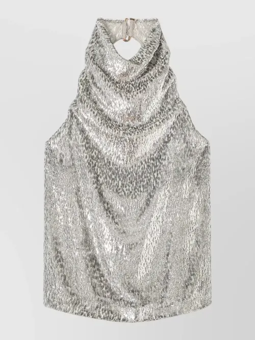 Stella Mccartney - metallic velvet halterneck top and hood