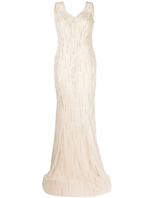 Beaded open-back mermaid gown - White