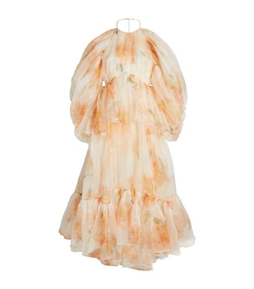 Silk Gathered Midi Dress