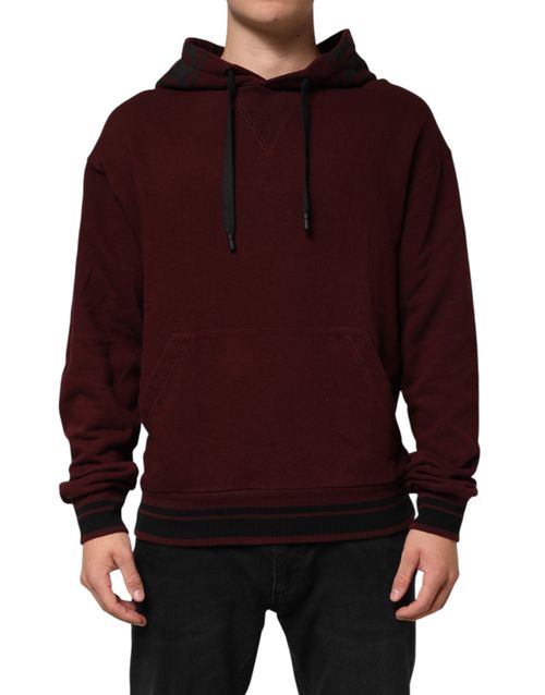 Cotton Plaid-Lined Hoodie — Burgundy