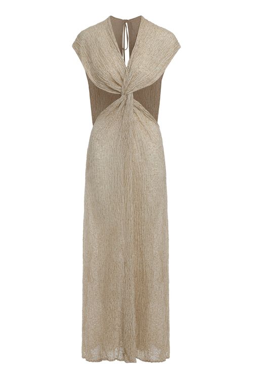 Fiori Twist-Front Cutout Linen and Cotton-Blend Gauze Maxi Dress
